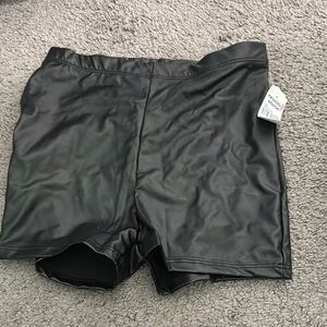 Black Faux Leather Shorts
